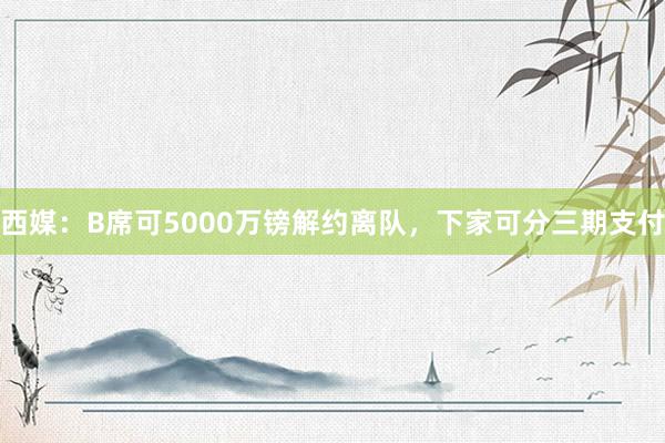 西媒：B席可5000万镑解约离队，下家可分三期支付