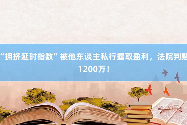 “拥挤延时指数”被他东谈主私行握取盈利，法院判赔1200万！