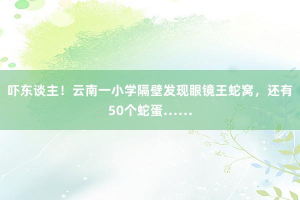 吓东谈主！云南一小学隔壁发现眼镜王蛇窝，还有50个蛇蛋……