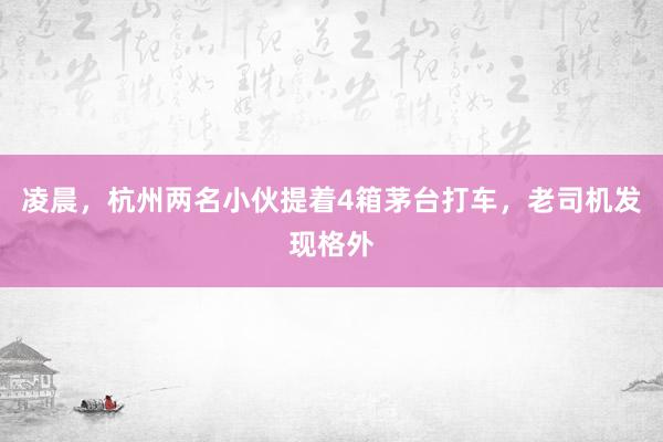 凌晨，杭州两名小伙提着4箱茅台打车，老司机发现格外