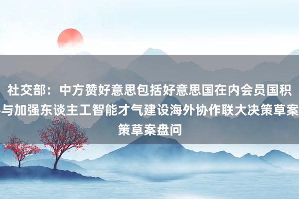 社交部：中方赞好意思包括好意思国在内会员国积极参与加强东谈主工智能才气建设海外协作联大决策草案盘问