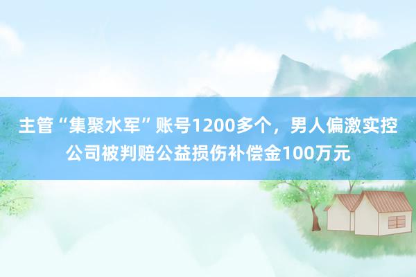 主管“集聚水军”账号1200多个，男人偏激实控公司被判赔公益损伤补偿金100万元