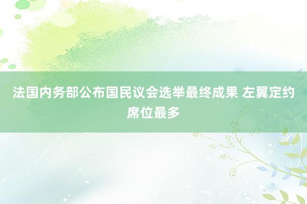 法国内务部公布国民议会选举最终成果 左翼定约席位最多