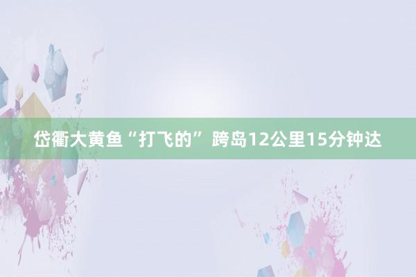 岱衢大黄鱼“打飞的” 跨岛12公里15分钟达