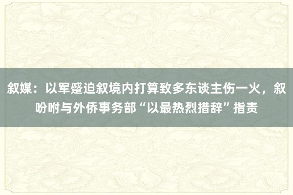 叙媒：以军蹙迫叙境内打算致多东谈主伤一火，叙吩咐与外侨事务部“以最热烈措辞”指责