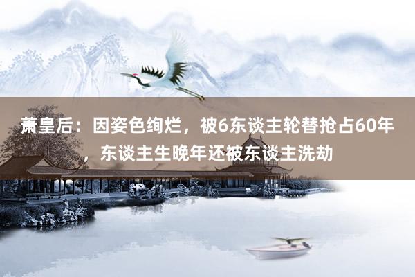 萧皇后：因姿色绚烂，被6东谈主轮替抢占60年，东谈主生晚年还被东谈主洗劫