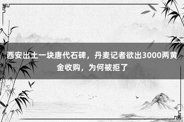 西安出土一块唐代石碑，丹麦记者欲出3000两黄金收购，为何被拒了